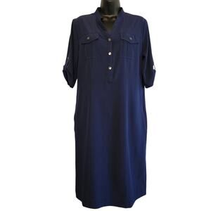 TravelSmith shirt dress navy blue size S